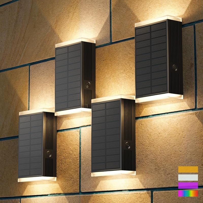 Solar Outdoor Wall Lights – 13 Lighting Modes, Dusk‑to‑Dawn, Up & Down
