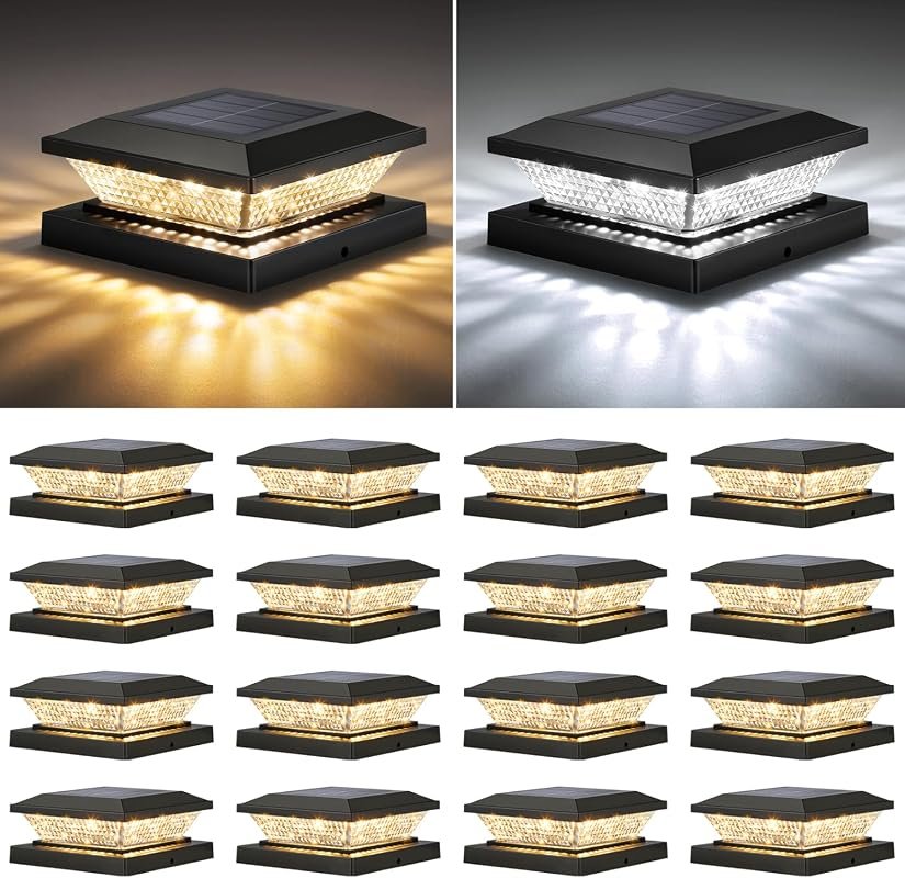 Mlambert 4x4 Solar Post Cap Lights, 16-Pack, Waterproof Fence Lights f