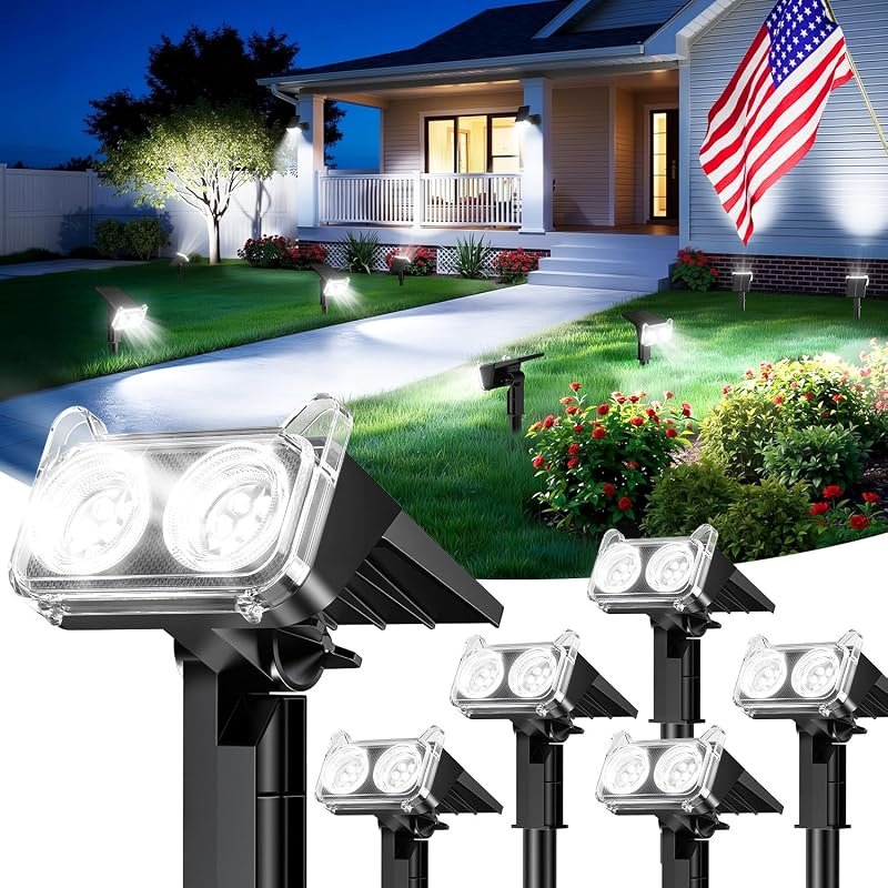 LETMY Solar Spot Lights – 14 LEDs, 2‑in‑1 Wall Mount, 2 Modes, IP65, 6