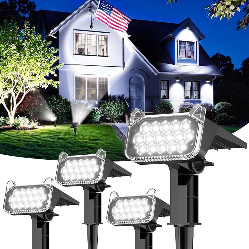 Super Bright Waterproof Solar Spot Lights – Focused Beam, Easy Mount, 