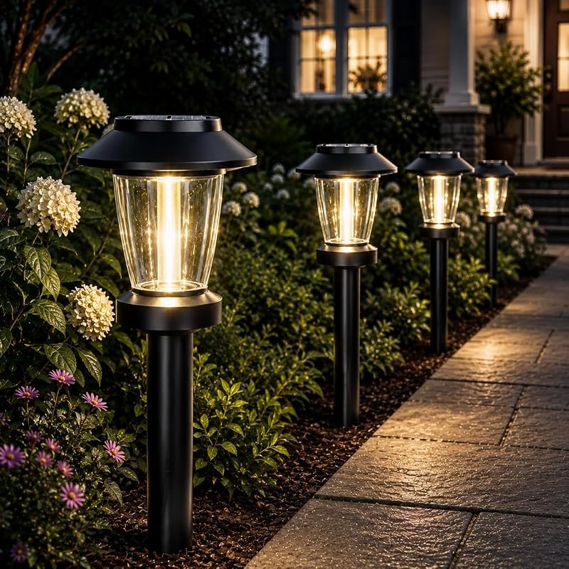 8‑Pack Warm White Tungsten Filament Solar Pathway Lights – IP65 Waterp