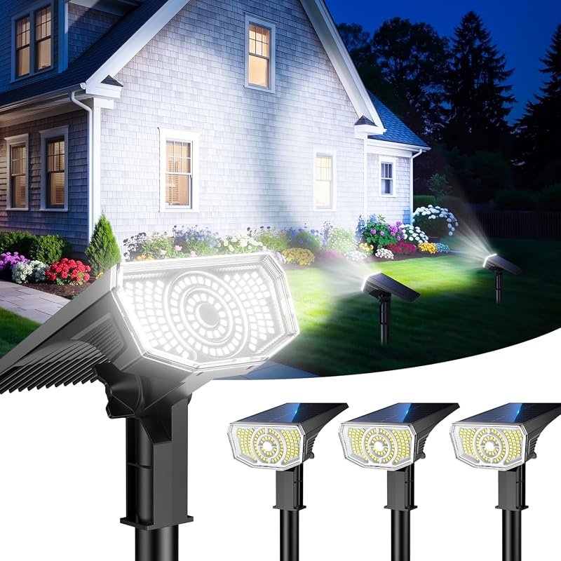 IP65 Waterproof Outdoor Solar Spot Lights, 100 LEDs, Bright Cool White