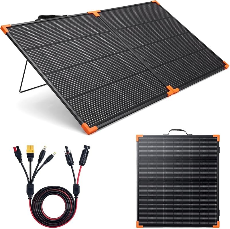 200W Portable Solar Panel with Lightweight Aluminum Frame, Foldable De