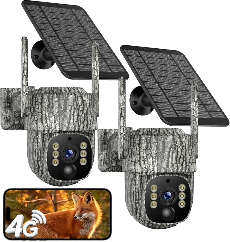 4G LTE Cellular Trail Camera with 2.5K 360° Live Feed, Built‑In SIM Ca
