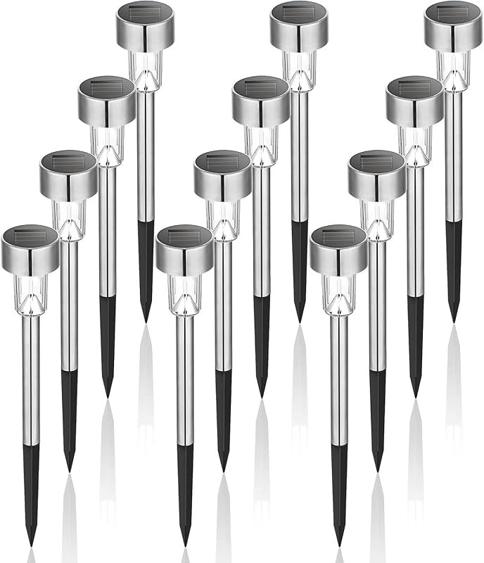 GIGALUMI Outdoor Waterproof Solar Garden Lights: 12-Piece Cold White Set