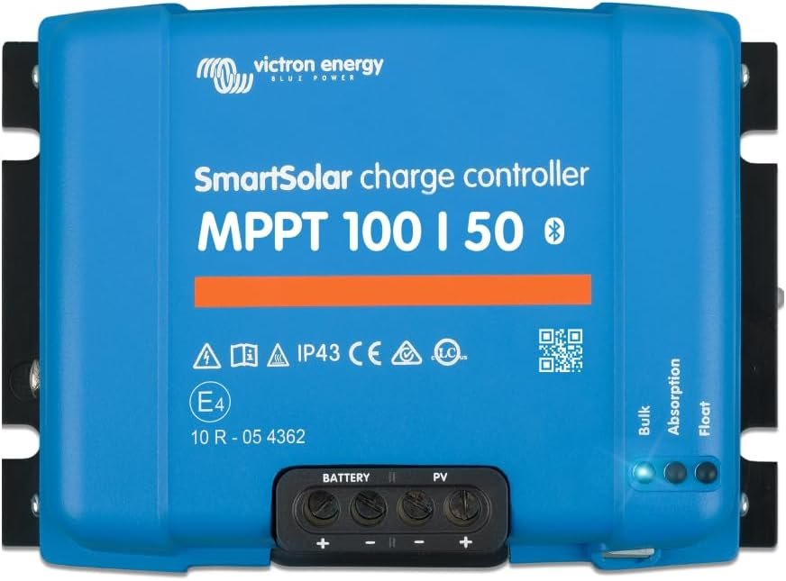 Victron Energy SmartSolar MPPT Charge Controller, 100V, 50A, 12/24V Compatible for Mixed Voltage Systems