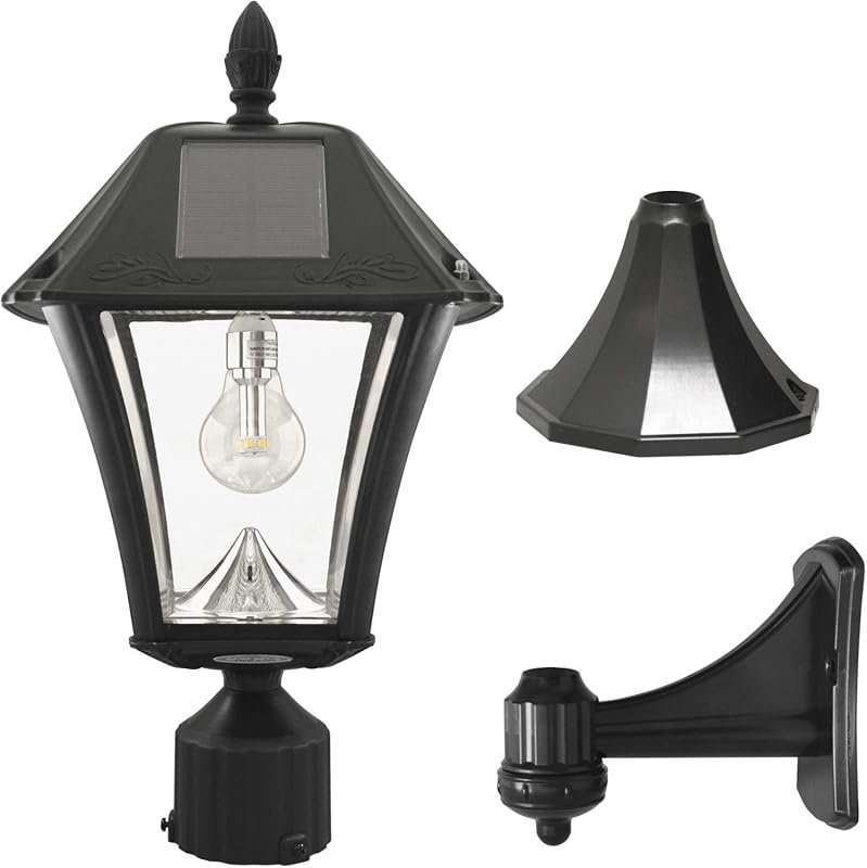Gama Sonic Baytown II Solar Outdoor Post Light, 1-Light, Black Resin, 