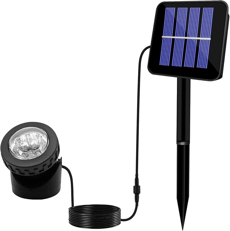 AVEKI Solar Pond Spotlights: 12 LED Underwater Lights, White, Single Head