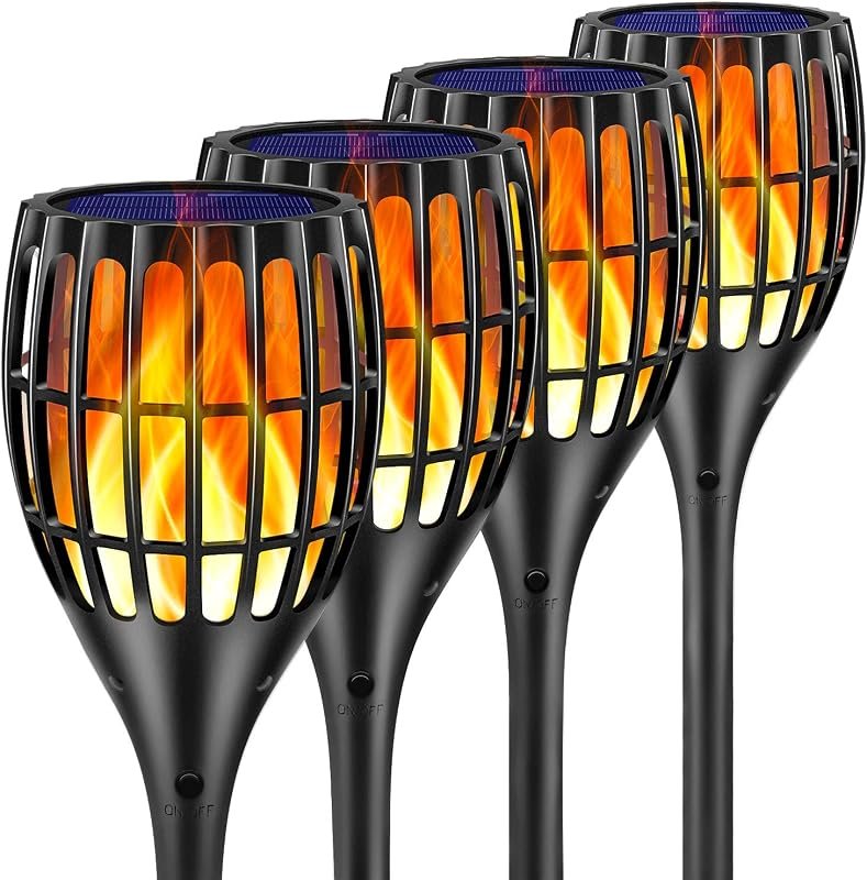 Solar Lights Outdoor 43-Inch Flickering Flame Solar Torch Lights for Lawn, Patio, and Garden
