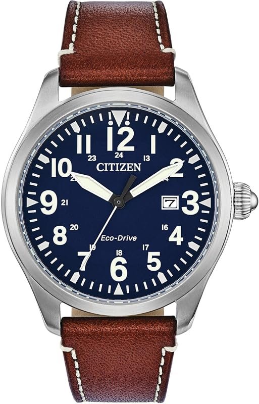 Citizen Men's Sport Casual Garrison 3-Hand Date Eco-Drive Leather Stra