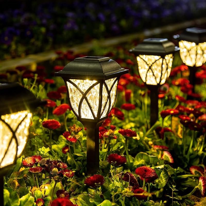 GIGALUMI 6-Pack Solar Lights Outdoor Waterproof, LED Garden Lights for