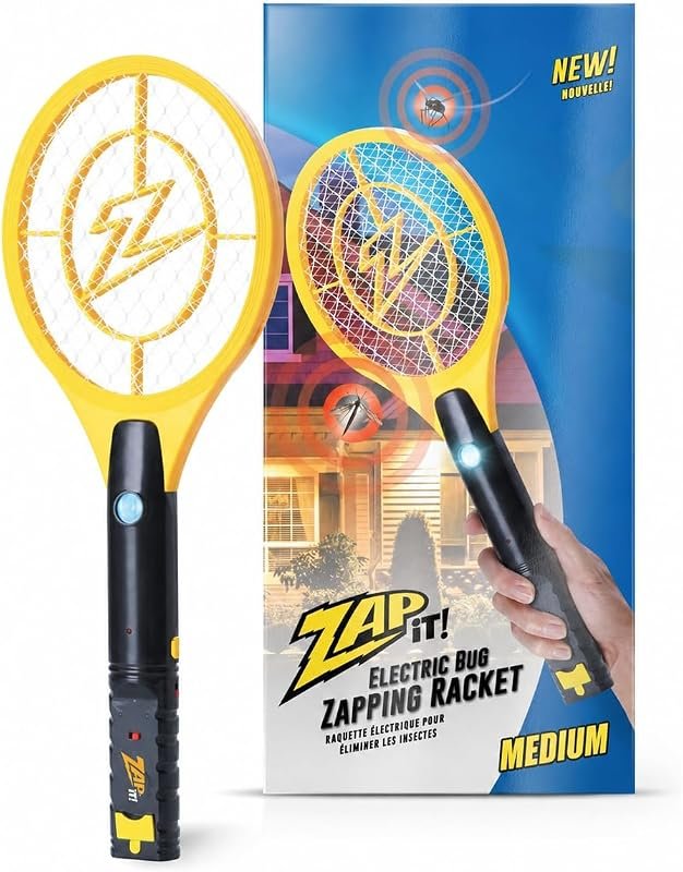 ZAP IT! Electric Fly Swatter Racket — Battery Powered, 3500V, MD, 2-Pack, Yellow