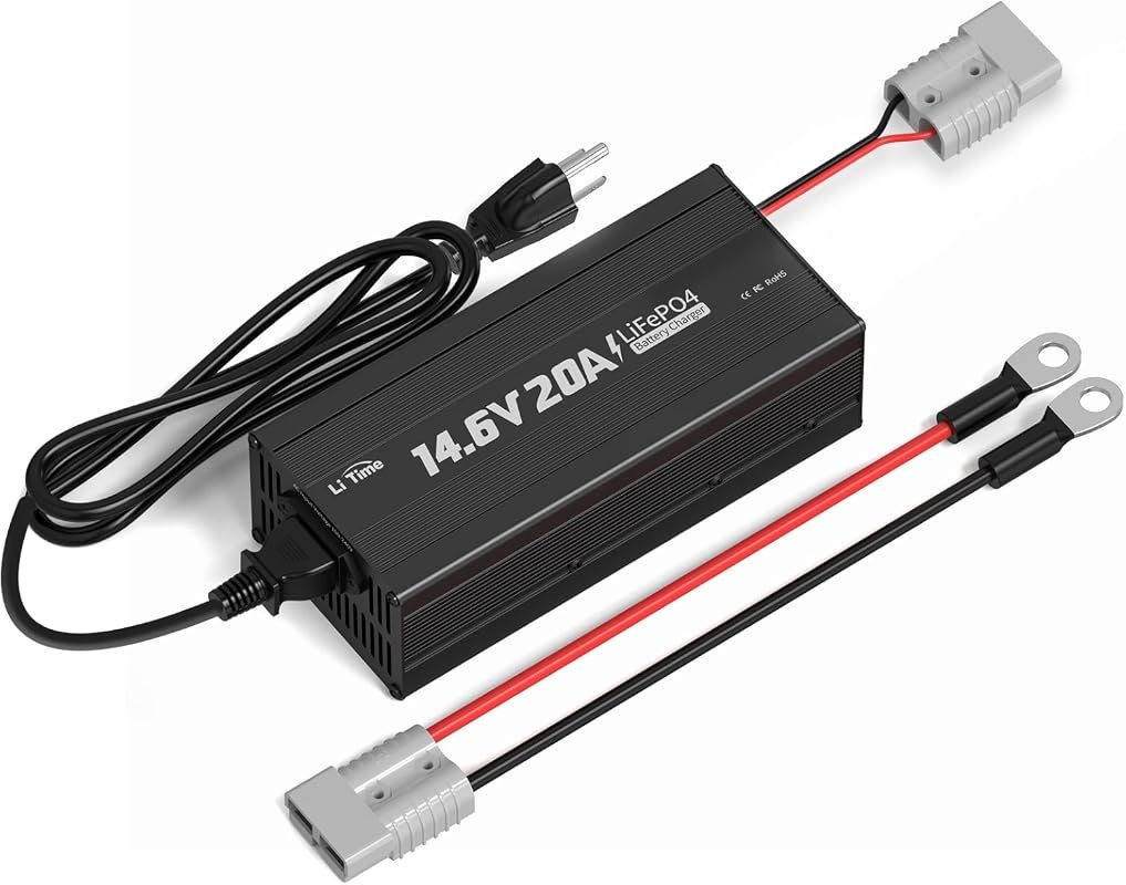 LiTime 12V 20A Lithium Battery Charger, 14.6V Output AC-DC, 0V Activat