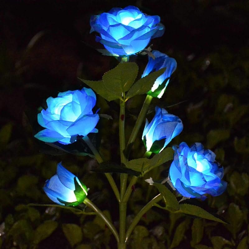 Upgraded 6-Flower Solar Rose Garden Stake Lights, Waterproof Realistic