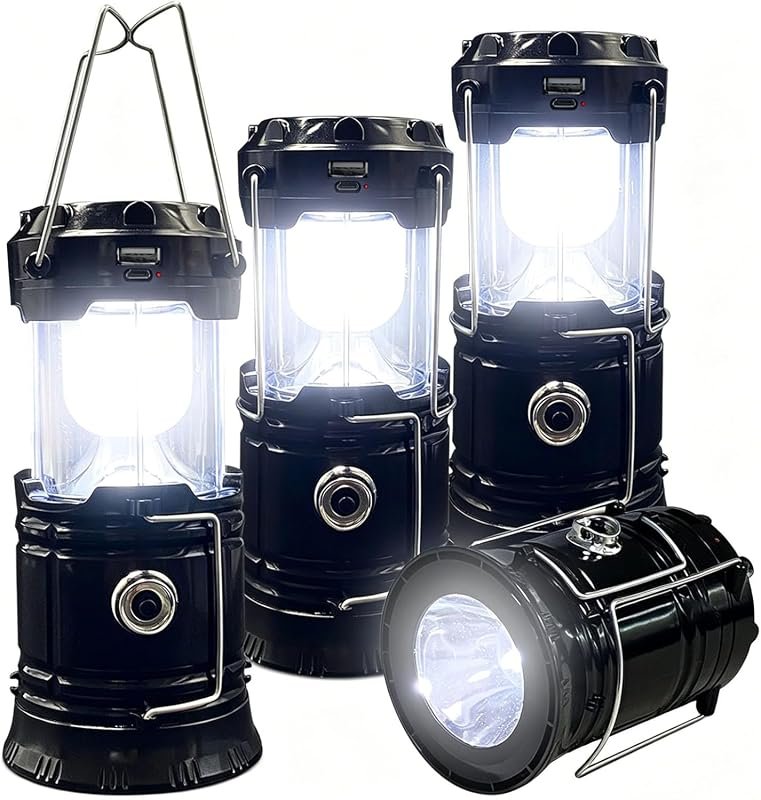 XTAUTO 4-Pack Collapsible Portable LED Camping Lanterns, Lightweight,