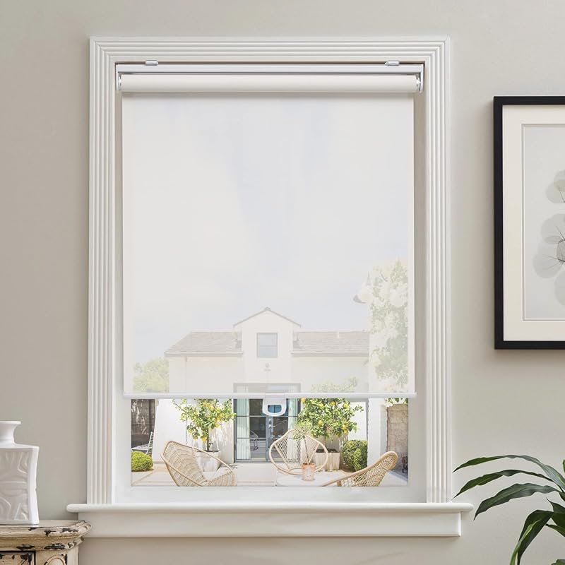 AOSKY Light Filtering Roller Shades for Indoor Windows, 25W x 72H, Whi