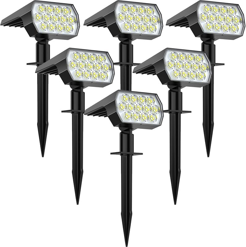 WELALO Solar Outdoor Light IP68 Waterproof, 65 LED Cool White, 6 Pack
