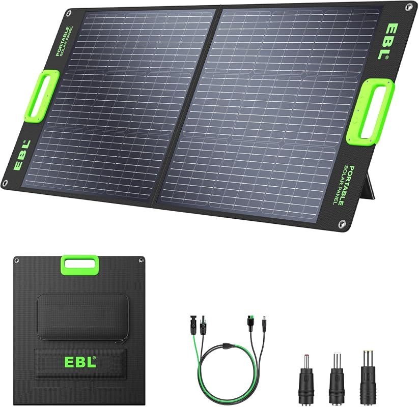 EBL 100W Portable Solar Panel for 300/500/1000 Power Stations, Compati