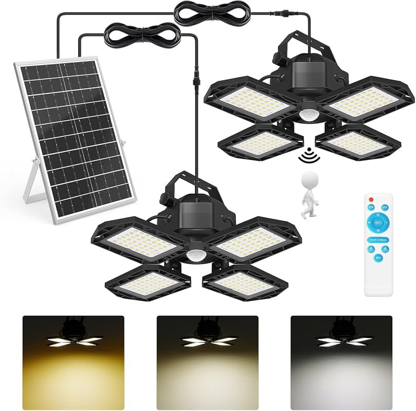 NIORSUN Solar Outdoor Lights with Motion Sensor Pendant, 3 Colors, 4 M