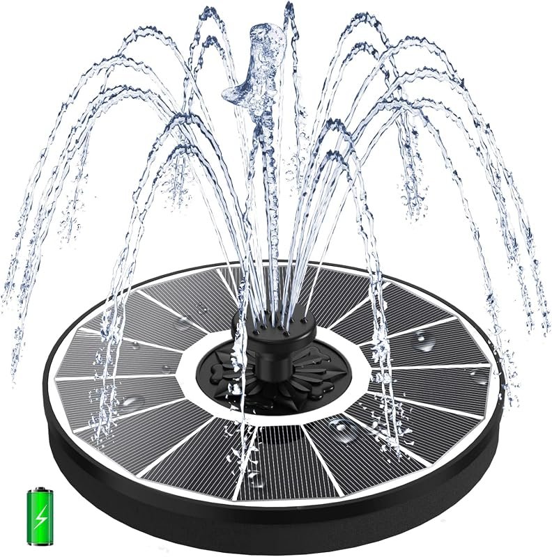 Yzert Solar Fountain Pump with 2000 mAh Battery Backup—Glass Solar-Powered Bird Bath Fountain