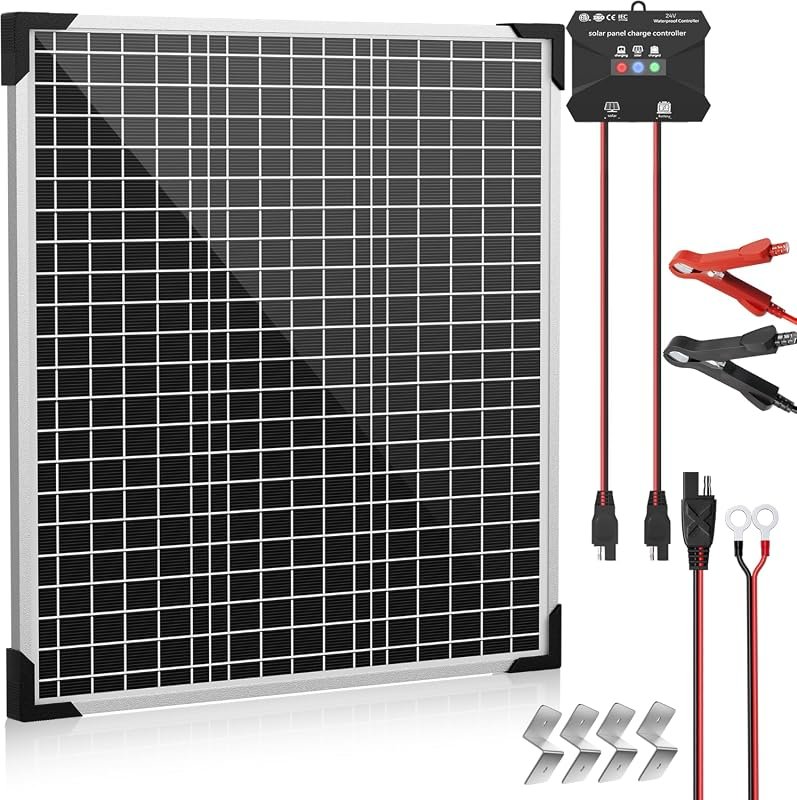 Voltset 50W 24V Solar Panel Battery Charger Kit with Charger Controller