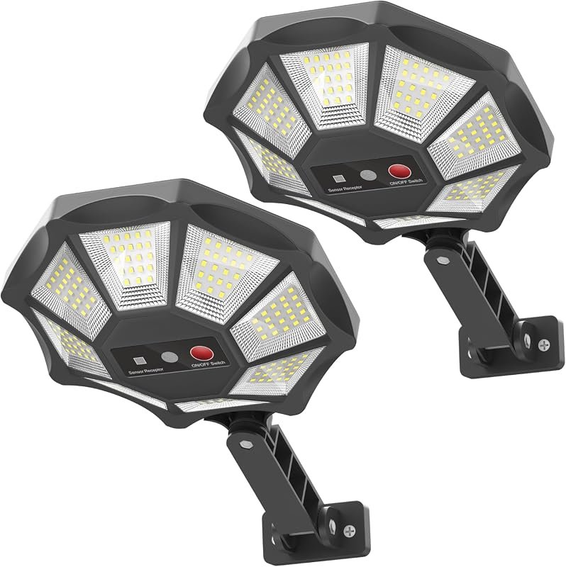 OKPRO Outdoor Solar Lights with 168 LEDs, 6500K Flood Light, Dusk to Dawn Sensor