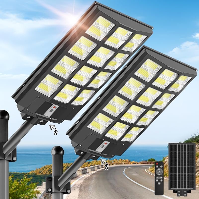 OKPRO Solar Street Light with IP66 Waterproof Outdoor Capability, Weatherproof and Durable