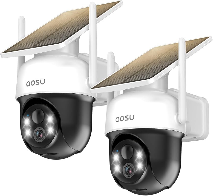 aosu Solar Camera Outdoor Wireless for Home Surveillance with Fixed Solar Panel