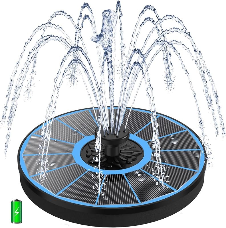Yzert Solar Fountain Pump with 2000 mAh Battery Backup—Glass Solar-Powered Bird Bath Fountain
