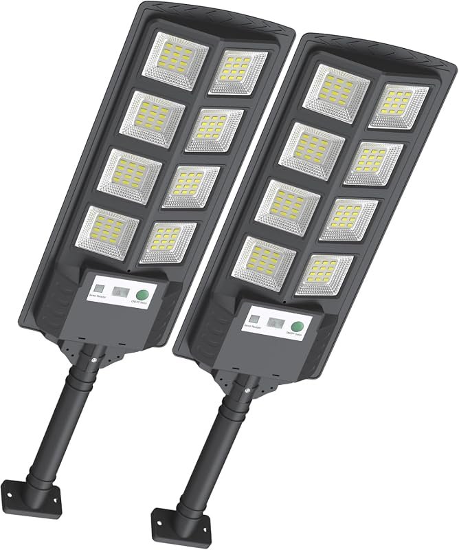 200W Solar Street Lights with 12000 Lumens, Dusk-to-Dawn, Motion Senso