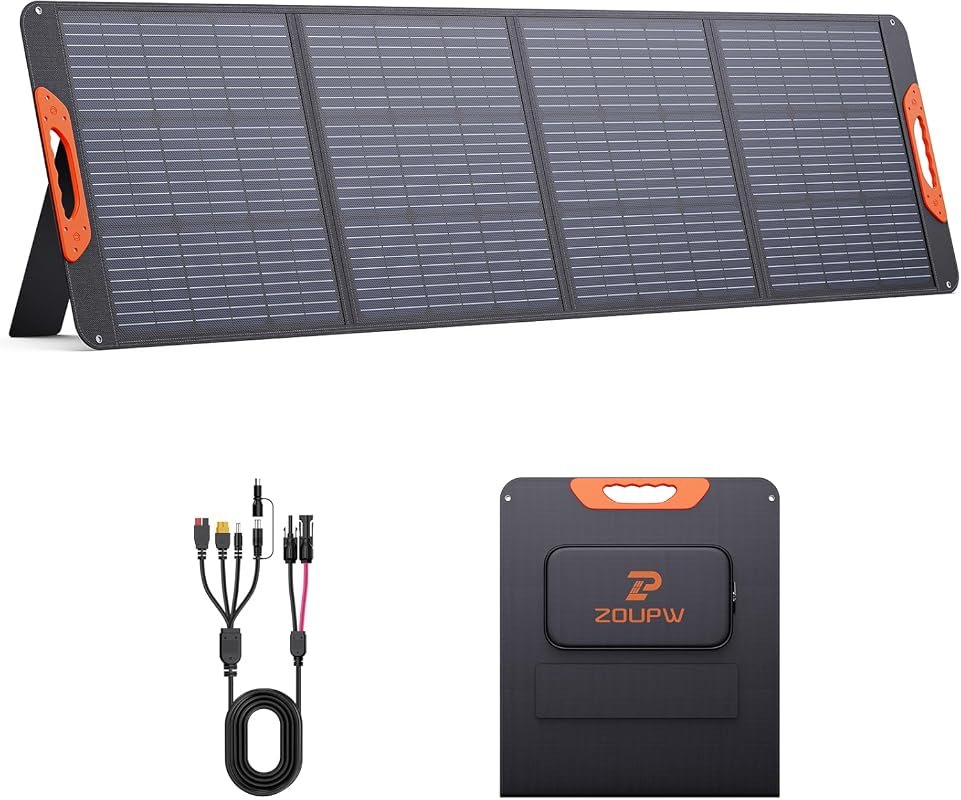 ZOUPW 200W Portable Solar Panel for Power Stations with 23.5% Efficiency and Durable Outdoor Design
