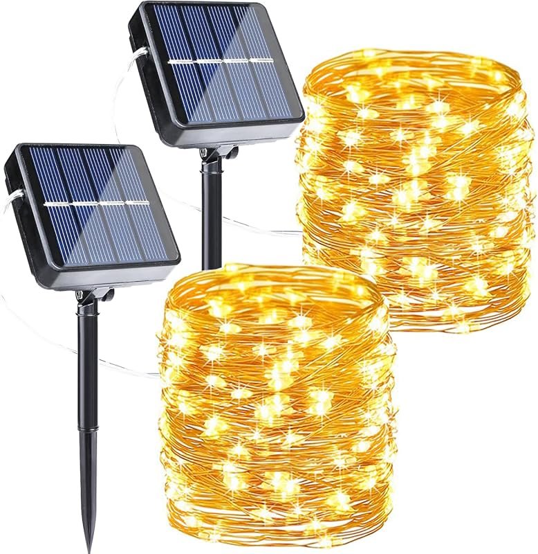 Joomer Solar Fairy Lights, 2-Pack, 80FT, 240LED, Warm White for Indoor