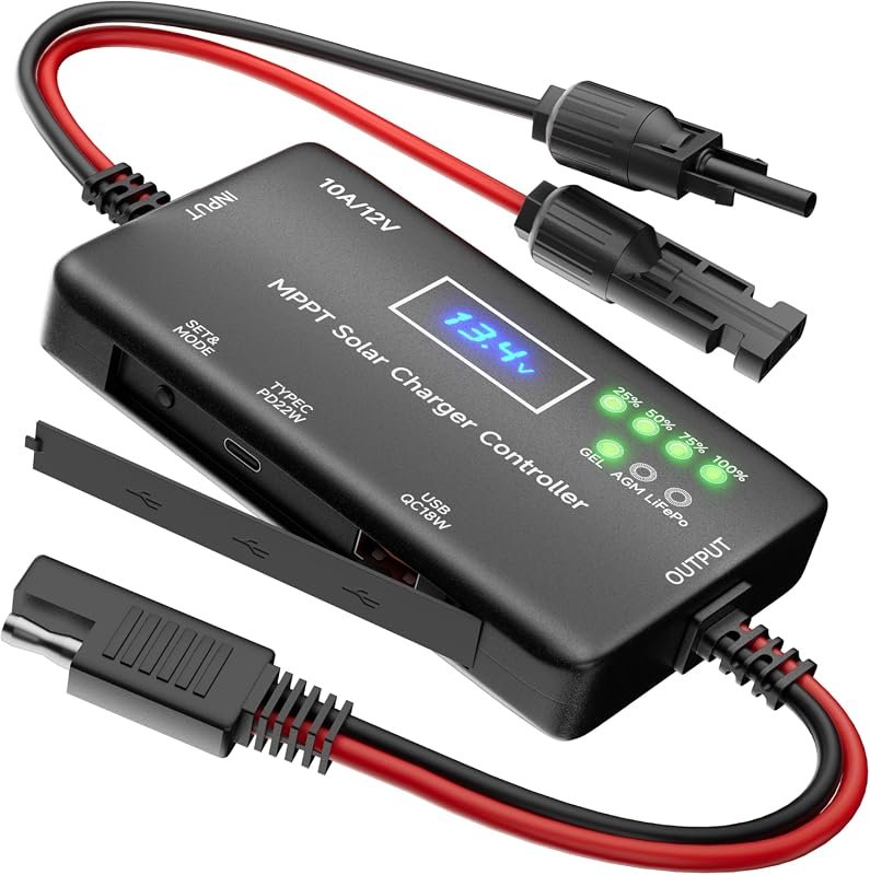 SUNAPEX MPPT Solar Charge Controller, 12V 10A for LiFePO4, AGM, Gel Batteries