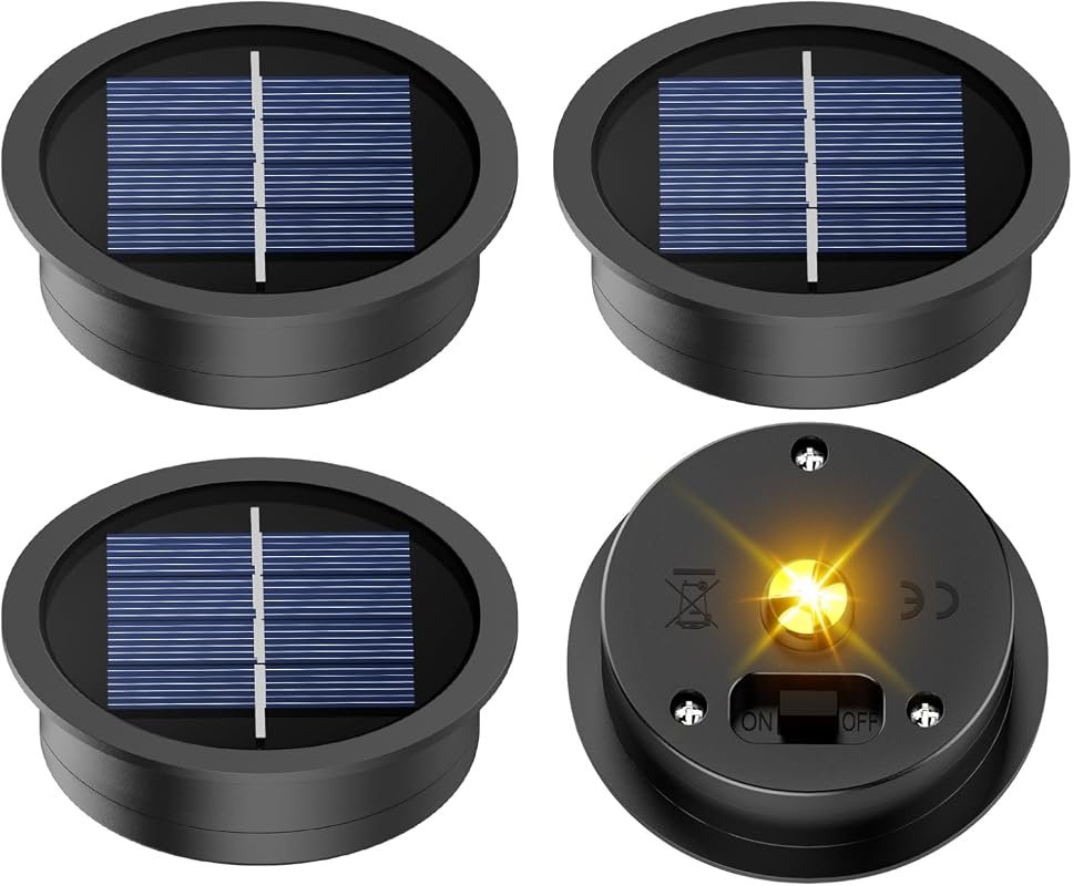 4-Pack Solar Light Replacement Top, 2.76-Inch, Waterproof for Garden L