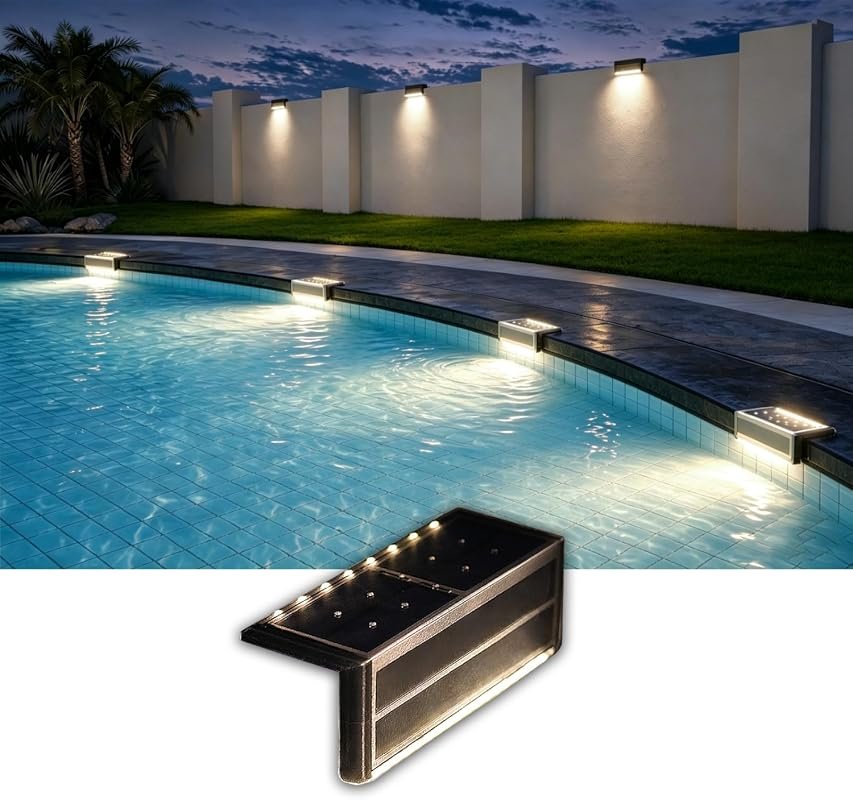 SHONELIGHTING Pool Lights, Inground Pool Solar Light, Warm White, 6-Pa