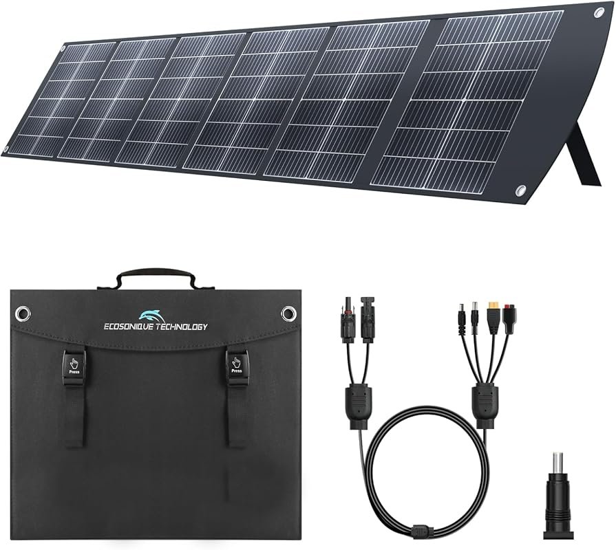 Ecosonique 200W Portable Foldable Solar Panel with MC4 Output for Power Stations and Outdoor Camping
