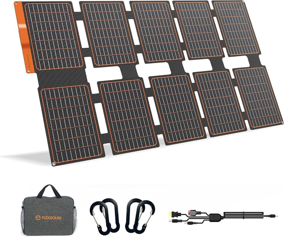 FlexSolar 100W Foldable Portable Solar Panel Charger with IP67 Waterpr