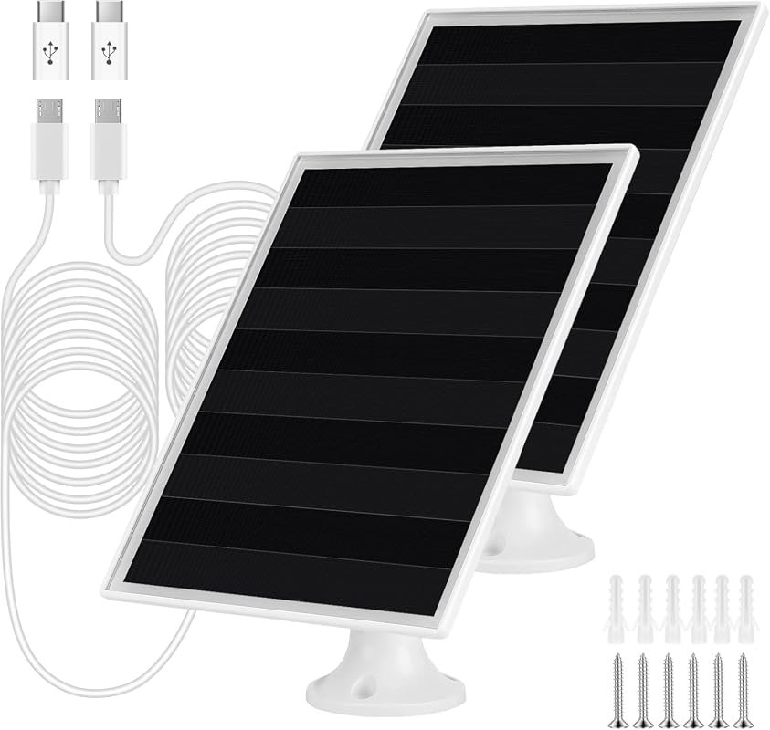 6W Solar Panel Charger for DC 5V Outdoor Security Camera with Micro USB and USB-C