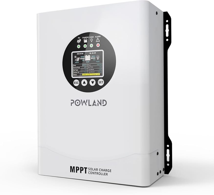 POWLAND 120A MPPT Charge Controller, Auto 96V Max, 230V Input, LCD, AGM/Gel/Lithium