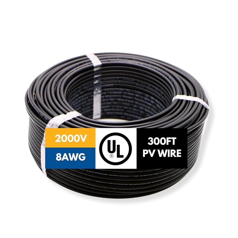 SSS 2000V UL4703 Solar PV Wire with Dual Sheath, 300 Feet, 8AWG Copper