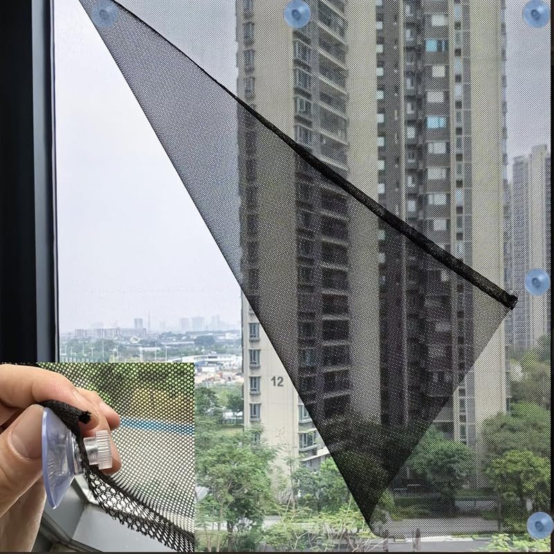 YESUS Sunshade Mesh UV Protection Fabric with Suction Cups, No Glue, 63x78 Inches
