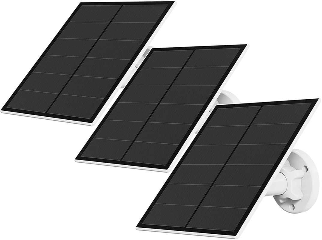 Security Camera Solar Panel, 5W USB Outdoor Rechargeable Battery Panel with 9.8ft Cable