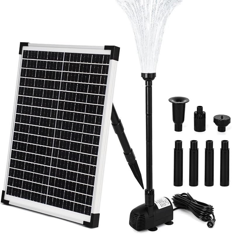 ECO-WORTHY Solar Water Fountain Pump Kit, 25W, 449 GPH Flow, Dry-Run P