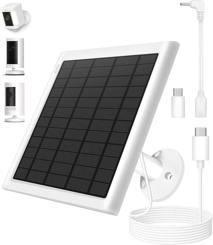 8W Solar Panel for Ring Cameras, Faster Charging, Stays Powered