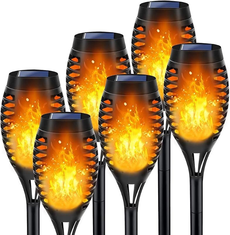 LNRYY Outdoor Solar Lights, 6-Pack Solar Torch Light with Flickering F