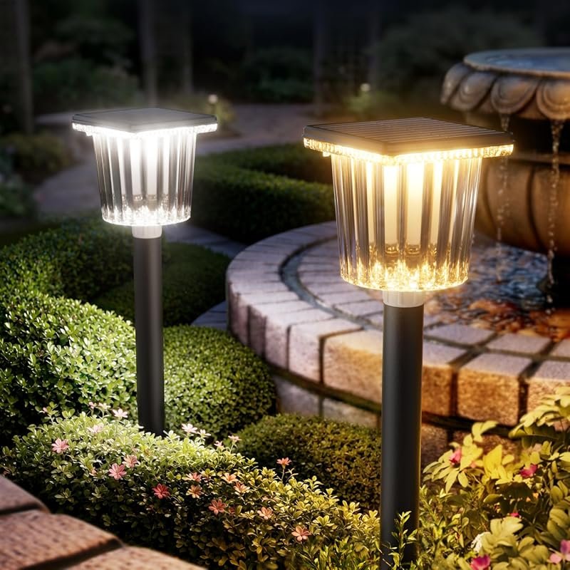 ALFIOT Outdoor Solar Lights — 12-Pack with Switchable Warm & Cool White Output, IP65 Waterproof