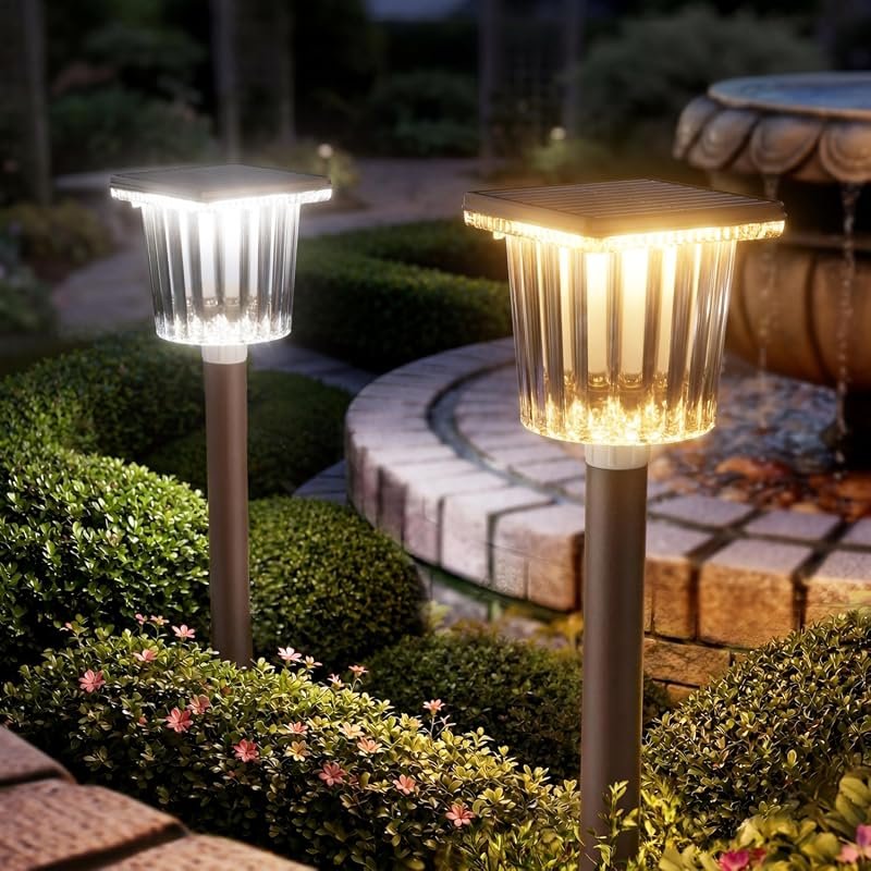 ALFIOT Outdoor Solar Lights, 12-Pack, Switchable Warm and Cool White, IP65 Waterproof