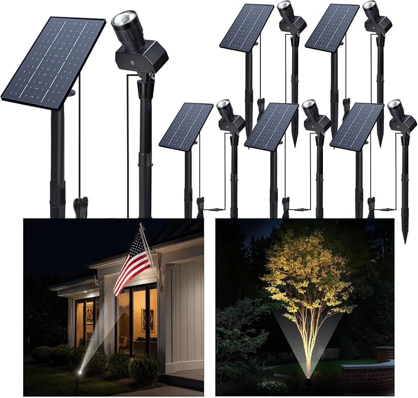 All Night Solar Spot Lights with 2500mAh Battery, Adjustable Angles, S