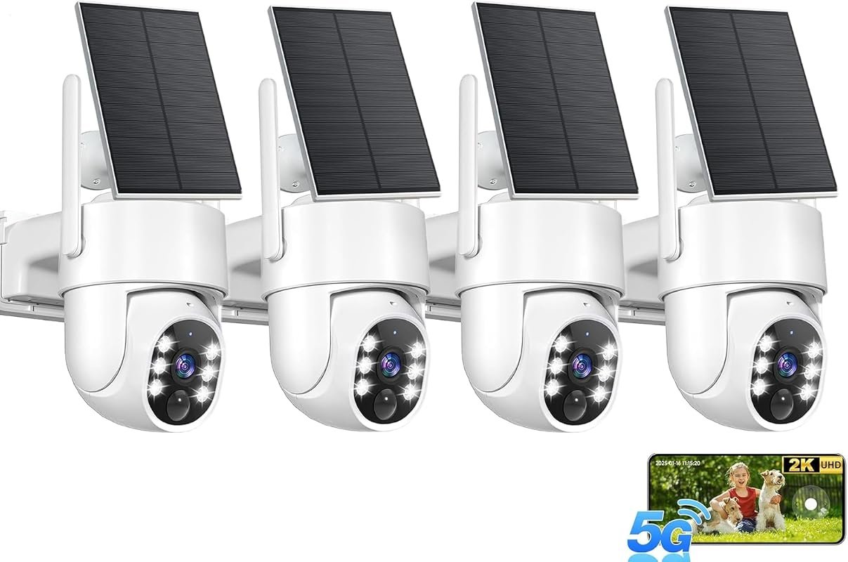 2K Solar Wireless Security Camera System with 5GHz/2.4GHz WiFi, AI Detection