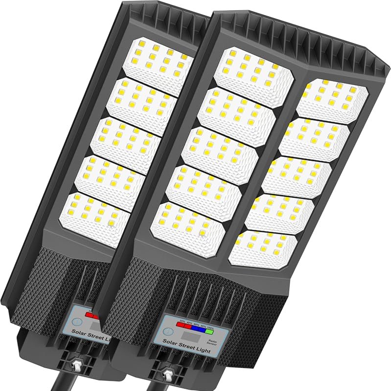 Solar Street Lights Outdoor Waterproof, LED Flood Lights, Dusk-to-Dawn